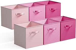 GRANNY SAYS Cubos Almacenaje, Cubos de Almacenamiento 27x27 cm, Cajas Almacenaje Tela, Cestas Organizadoras, Cajas Organizadoras Plegable, Kallax Accesorios, Cajas para Estanterias, Degradado Rosa