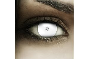 FXCONTACTS Lentillas de contacto "Frozen Zombie" blancas con tatuajes de Halloween, 1 par, sin receta