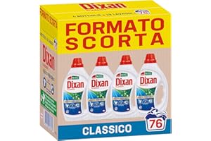 Dixan Liquido Classico Detersivo Lavatrice Formato Scorta (4 x 19 Lavaggi), Detersivo liquido lavatrice per una pulizia del bucato e freschezza igienica per la lavatrice, Rimuove le macchie da 20°C