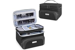 CURMIO Carrying Case for Clippers, Double Layer Hair Cutting Barber Supplies Storage Bag Compatible with Hatteker/Wahl/Andis/Ufree and Most Other Standard Men Hair Trimmer Kits, Black