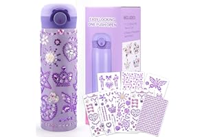 XOURSPATY Geschenke für Mädchen DIY Trinkflasche, Weihnachten Geburtstag Geschenk Mädchen 4 5 6 7 8 9 10 11 12 Jahre, Trinkflasche Selbst Gestalten mit Glitzer Diamant Aufklebern,Wasserflaschen Bastelset Schule