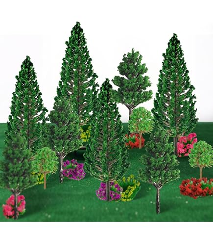 55 Mini Arbres Modèles Pour Paysage – Plastique, Tailles Variées (3,5-7,5cm) – Idéal Pour Dioramas, Trains, Architectures