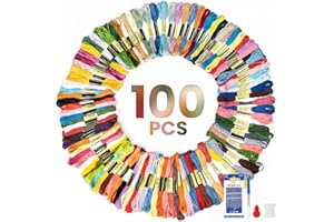 OKTAYOCUM 100 Colours Embroidery Threads, Cross Stitch Thread, Embroidery Floss with Needles, Rainbow Colour Bracelet Thread for Knitting, Embroidery Floss Bobbins, Cross Stitch Project