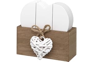 Maturi H314 Lot de 4 sous-verres en bois en forme de cœur avec support en bois