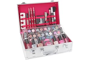 LOVE URBAN BEAUTY Custodia per trucco abbagliante, set di 60 trucchi vegani per adolescenti, elegante scatola argentata, design compatto e leggero, set di trucco da donna adatto ai viaggi