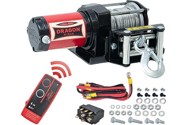 Dragon Winch Treuil électrique 12V Palan électrique série Maverick 3000 lbs / 1360 kg, avec câble en acier 10m pour Charrues, Quads, ATV, UTV | incl. télécommande sans fil + accessoires treuil