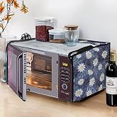 Glassiano White Flower Printed Microwave Oven Cover for LG 28 Litre Convection Microwave Oven MC2846SL Silver