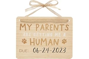 Pearhead Wooden Pet Pregnancy Announcement Sign, Dog New Baby Photo Prop Board, Customizable Fill in Sign, Baby Arrival Keepsakes, Gifts for Expecting Parents