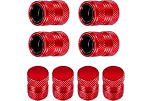 Red Valve Stem Caps, Ymapinc 8 Pack Aluminum Alloy Tire Valve Stem Caps Set Tyre Air Valve Caps Universal for Cars Trucks Motorcycles SUVs and Bikes