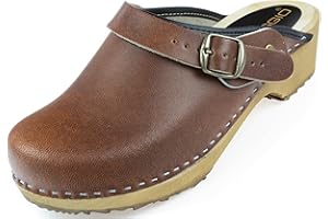 APREGGIO Zoccoli Donna Legno - Pantofole Ortopediche Donna Realizzate a Mano - Pratici Zoccoli Giardino Donna Pelle - Scarpe Donna Legno Solide - Comodi Zoccoli Legno Donna