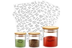 184 Herb and Spice Jar Labels, Prefdo Bold Cursive Clear Waterproof Seasoning Canisters Label Stickers for Pantry Spice Rack Organization（Black）