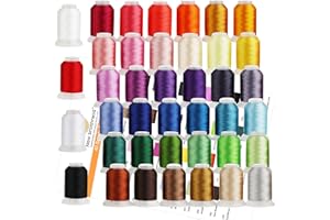 New brothreads 40 Brother Colors 100% Polyester Machine Embroidery Thread Kit 500m - Compatible for Home-Based Embroidery Sewing Machine