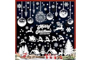 Ventdest Christmas Window Stickers, 11 Sheet Reusable Xmas Window Stickers, Christmas Snowflake Window Clings Decorations for Christmas Window Glass Display