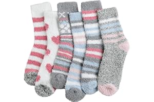 Suphigher 6 Pairs Fluffy Socks Womens,Slipper Bed Sock for Women, Ladies Winter Sleeping Home Socks