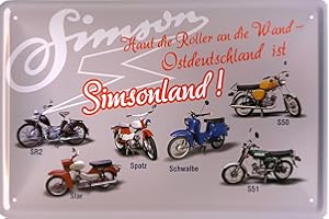 Geschenkeparadies 24 Deko Blechschild 20x30cm Simson Haut die Roller an die Wand Ostdeutschland ist Simsonland!