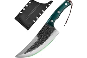 FULLHI Couteau de chef avec étui pour couper la viande, en acier au carbone, convient pour la maison, le camping, le barbecue