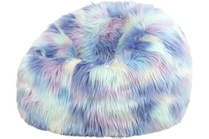 icon Kingston Faux Fur Fluffy Kids Bean Bag, Unicorn, Fluffy Kids Bean Bag Chair with Filling Included for Girls and Boys, Childrens Chair, Beanbags for Children, Playroom Décor, Bedroom Accessories