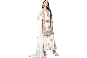 EthnicJunction Damen Chanderi Baumwolle bestickt ungenäht Sharara Anzug