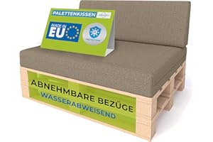 ‎PILLOWS24 Pillows24 - Palettenkissen 2-teiliges Set | Palettenauflage für Palettensofa | Rückenkissen & Sitzkissen für Europaletten | Palettenmöbel für Indoor & Outdoor + UV-beständig | Made in EU | Cappuccino