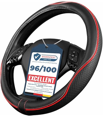 Ergocar Stuurhoes voor autostuur, ultrafijne vezellederen stuurhoes, 37-38 cm, antislip, zacht, ademend, sportstijl