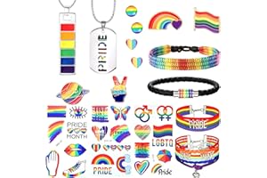 LOLIAS LGBTQ Accessories LGBTQ Armband LGBTQ Sticker Gay Pride Halskette Regenbogen Ohrringe Pride Accessoires LGBT Abzeichen Pride Broschen Unisex Lesben Gay Pride Schmuck
