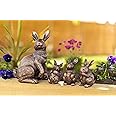 Garden Mile Set of 4 Resin Rabbit Ornaments Rabbit Family Novelty Garden Home Bronze Effect Outdoor Indoor Decoration for Home Patio Decking Pondside Standing Weatherproof