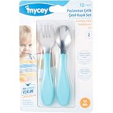 Mycey Paslanmaz &Ccedil;elik &Ccedil;atal Kaşık Seti - Mavi