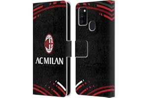 Head Case Designs Licenza Ufficiale AC Milan Curvato Modelli Cresta Custodia Cover in Pelle a Portagoglio Compatibile con Galaxy M30s (2019)/M21 (2020)