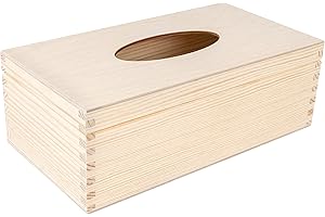 Creative Deco Pudełko na Chusteczki Prostokątne Otwierane | Drewno Surowe, Nielakierowane i Sklejka | 25,5 x 13,5 x 9 cm | Pojemnik Chustecznik Idealny do Decoupage Dekoracji