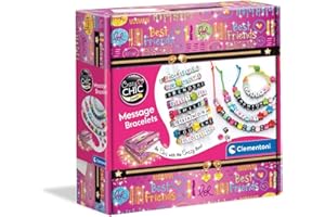 Clementoni Crazy Chic - Message Bracelets, Kit Gioielli Creativi per Bambini 7+ Anni, Braccialetti e Collane Personalizzabili con Lettere e Perline Colorate, Idea Regalo per Bambine, 18634