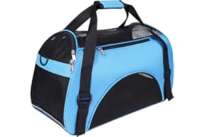 HAOZAIKEJI Sac à Bandoulière Chien Chat Sac de Transport Chat Chien Sac à Main Voyage Cage de Transport Animal de Compagnie Respirant Pliable Caisse de Transport Coussin Amovible Avion Train Voiture