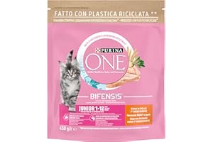 Purina ONE Bifensis Comida Pienso para gato Junior, bebe o gatito con Pollo y Cereales, 10 bolsas de 450 g
