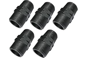 Aerzetix - C51976 - Set di 5 - Nipplo uguale con Raccordo filettato in plastica - Doppio Filettatura Maschio/Maschio - 3/4" x3/4" - PN 10 Bar - raccordi a Compressione connessione per avvitare