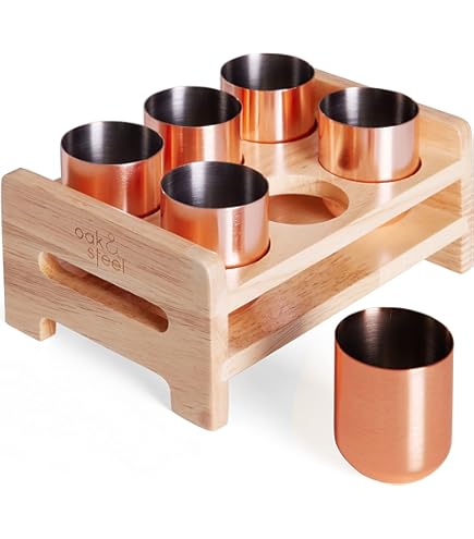 Oak & Steel - 4 ELEGANT STAINLESS STEEL GOLDEN WINE GLASES, 500ML - UNBREAKABLE PARTY GLASS GIFT SET FOR CHRISTMAS AND NEW YEAR