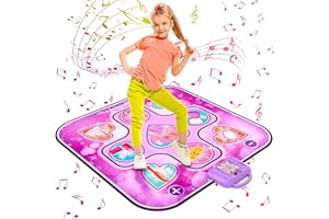 Aucrsozk Enfants Tapis de Danse Jouets pour 3 4 5 6 7 8 9 10 Ans Filles Cadeaux d'anniversaire, Tapis de Danse Musical pour Enfants avec 6 Modes de Jeu, Tapis de Danse avec Musique Intégrée pour Noël