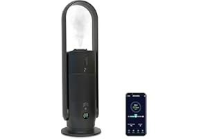 djive ARC Humidifier 3in1 leiser Luftreiniger, Luftbefeuchter mit Hygrometer & Ventilator, HEPA 14 Filter, UVC, App, Alexa, rotorlos, Raumluftbefeuchter & Reiniger für Kinderzimmer, Büro & Bad, grau