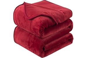 HOZY Plaid Coperta Pile Matrimoniale Antistatica - Super Morbido Coperta leggera e Calda - Adatta per Copriletto Copriletto e Copridivano - Rosso Grande 150x200cm