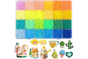 Moncolis 12000 Stück Bügelperlen 2.6mm Steckperlen 24 Helle Farben Mini Perlen Set in Organizerbox zum Basteln DIY Geschenk Mädchen Jungen