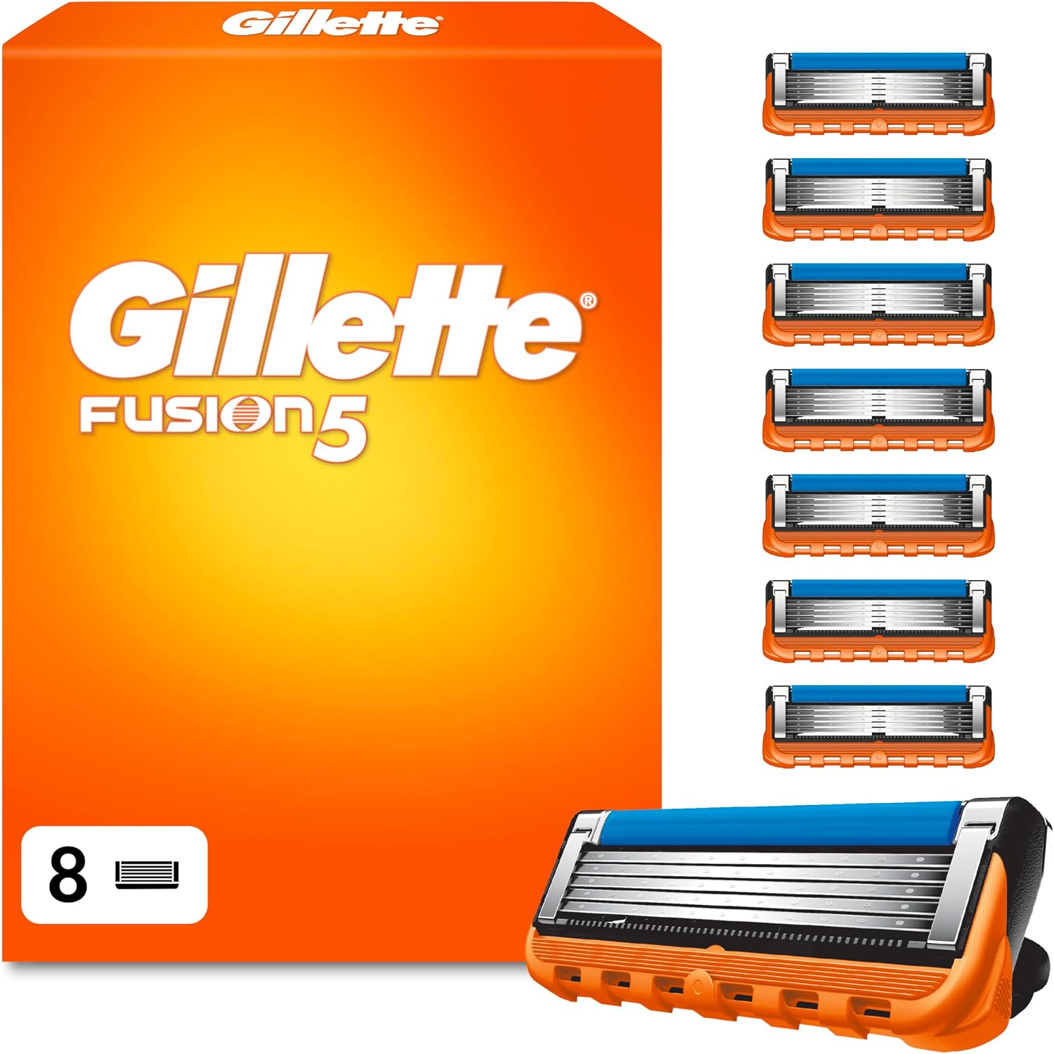 Gillette Fusion 5 Cuchillas de Afeitar Hombre, Paquete de 8 Cuchillas de Recambio (el embalaje puede variar)