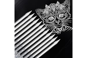WYTNB 12Pcs White Ink Pen Highlight Fine Liner, 0.8mm Fine Point Gel Pens, Waterproof Rollerball Pens for Black Paper, Line Drawing Highlighter for Drawing Writing Card Making