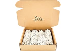 VEEGREEN Salvia bianca da bruciare e palo santo | sciamanica purificazione, palo santo legnetti, incenso naturale per la casa | Kit Premium per purificare | Energetica da Bruciare (4 Salvia Bianca)