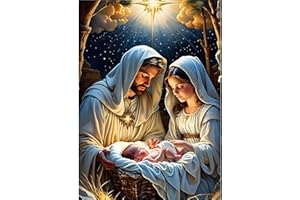 GDYEEH DIY 5D Birth of Life Diamond Art Painting Kits, Jesus Full Round Drill Sparkling Diamond Painting Picture, Diamond Painting Art Craft Kits for Adults Beginners, Home Wall Decor 30x40cm