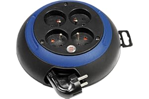 Brennenstuhl Enrouleur de câble domestique Design-Box 3m, Fabrication Française 1102231 Bleu