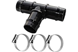 TS-TRADES T-Stück Ø 32mm Schlauchverbinder Schlauchtülle für Schlauch Ø 32mm inkl. 3 Edelstahl (W4) Schlauchschellen - geeignet für Pool, Haus, Teich, Garten, Schwimmbad etc