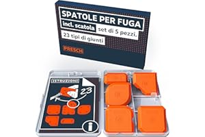 Presch Spatole per silicone Set 5 pz. - Giunti perfetti grazie a bordi molto dritti - Manopole speciali per un facile sollevamento - Ideale per sigillanti come acrilico e silicone - Con scatola