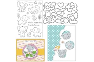 INFUNLY Netter Elefant Klare Stempel Und Stanzen Für Die Kartenherstellung DIY Metallstanzungen Tier Silic Stempel Weihnachten Thanksgiving Geschenke Für DIY Craft Scrapbooking Decor