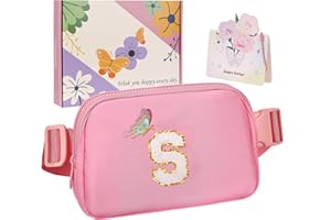 ONETOALL Riñonera Mujer y Niña Personalizada, Bolso Pecho Pequeño con Iniciales & 3 Colores a Elegir - Regalo para Cumpleaños y Fiestas Infantiles, Rosa S