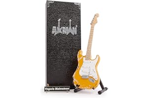 AXMAN Yngwie Malmsteen Gitarre Miniaturgitarre Nachbildung Musikgeschenke Handgemachte Ornamente Maßstab 1/4 Inklusive Displaybox, Namensschild und Miniaturgitarrenständer