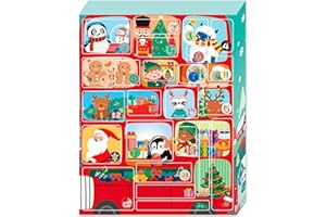 HTGWCG Calendario dell'Avvento 2025, Calendario dell'Avvento fai da te con 24 sacchetti di carta rossi dell'Avvento Robusto campanello per bicicletta in ottone