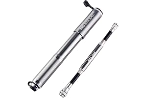 Pro-Bike Tool Mini Fahrradpumpe mit Manometer Presta & Schrader Ventile Manometer Rennrad MTB Fahrrad Reifenpumpe - 6,9 Bar